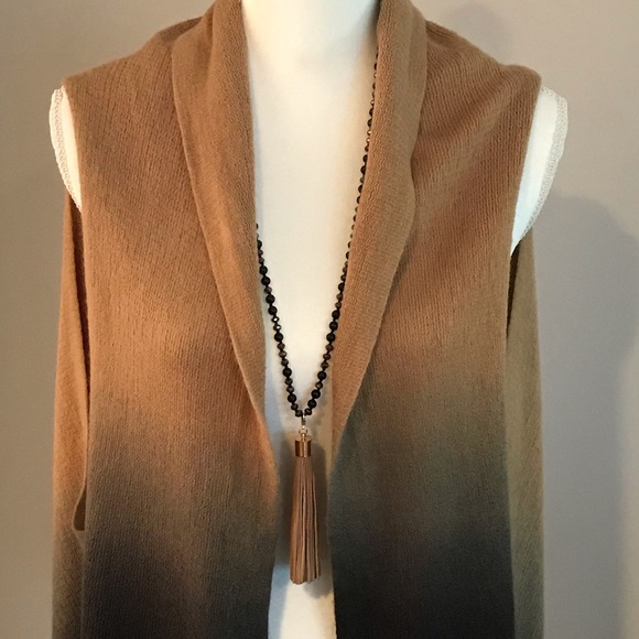 🆕 Long Open Front Sleeveless Ombré Duster Vest - Picture 3 of 4